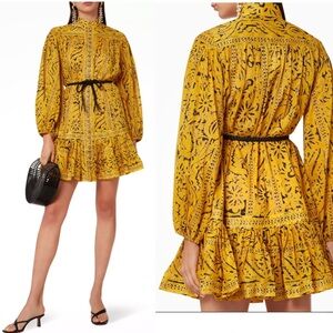 Zimmermann Yellow Lace Mini Dress